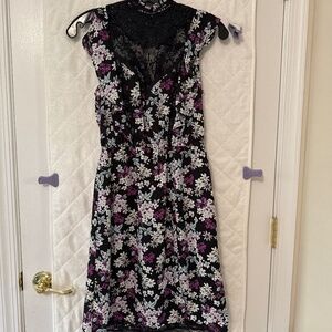 Express mock lace neck dress with slit